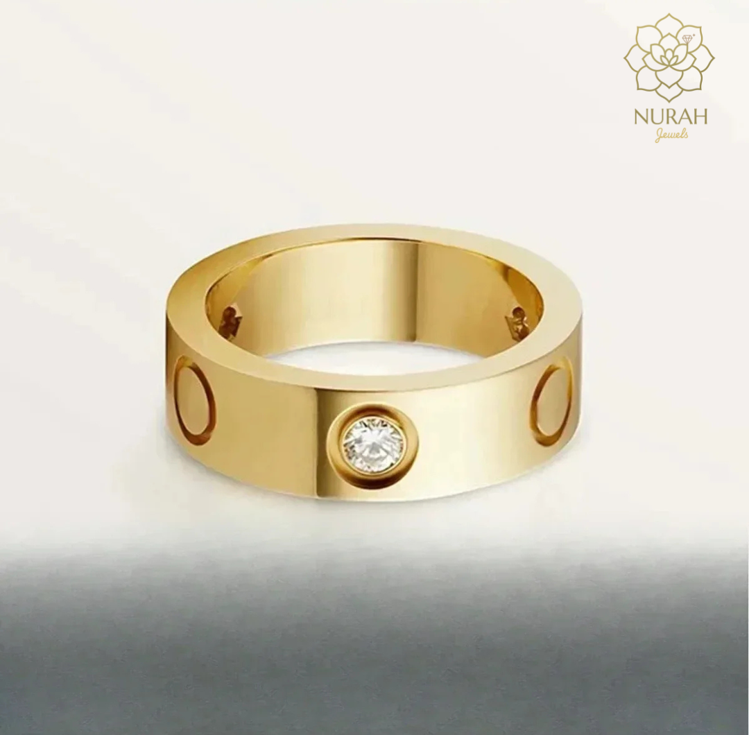Solitaire Gold Band Ring