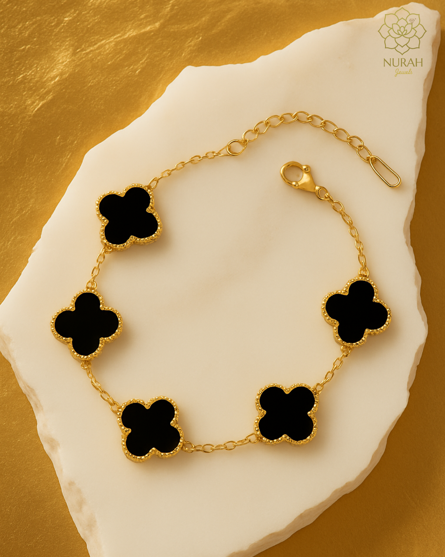 Black Luxe Clover Bracelet